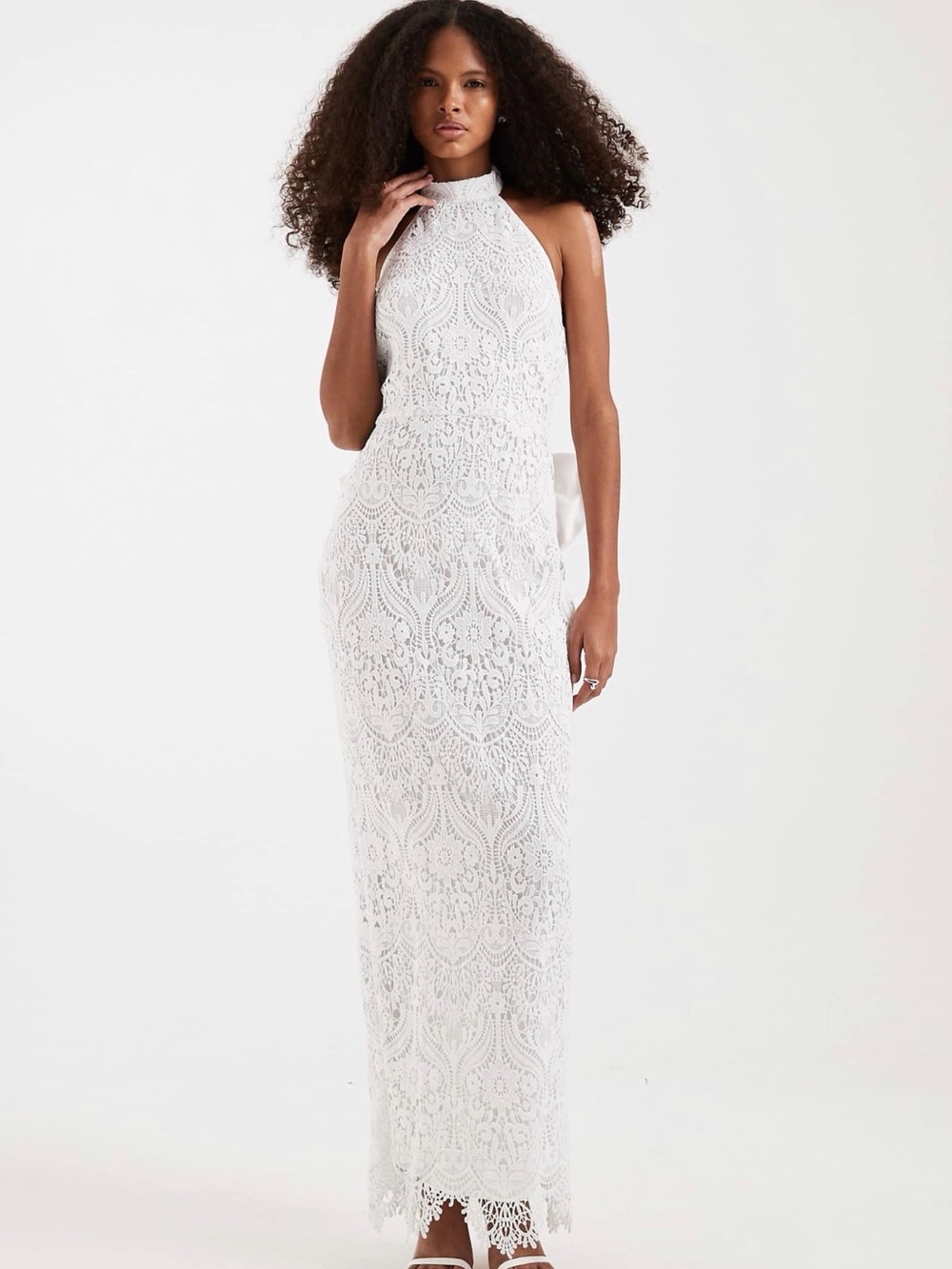 TFNC Bridal Halter Halter Lace Maxi Dress